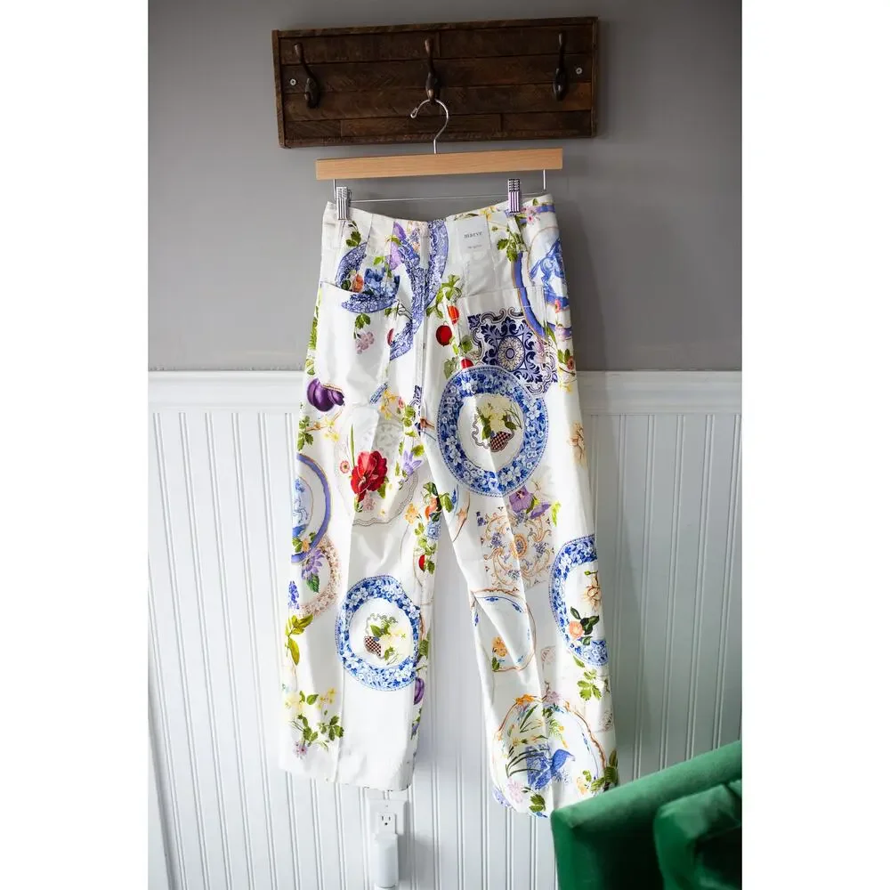 Anthropologie The Colette Cropped Wide-Leg Pants Magic Fabric Edition 28 Floral - Picture 7 of 9
